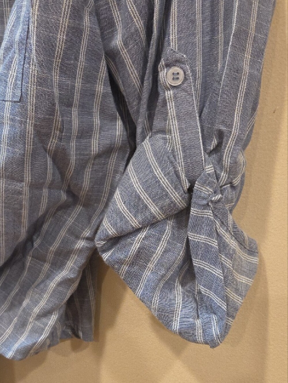 Blush Blue and White Striped Tie-Front Shirt - Picture 2 of 11